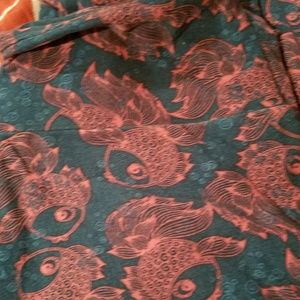 Lularoe OS leggings teal and pink fish